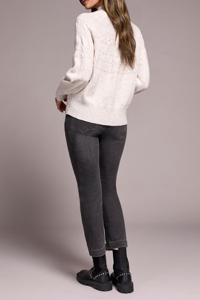 Tribal Fall 2025-2252O-8199-Long Sleeve Mock Neck Sweater-Moon Stone - The Coach Pyramids