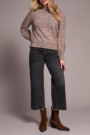 Tribal Fall 2025-2252O-8199-Long Sleeve Mock Neck Sweater-Wood - The Coach Pyramids