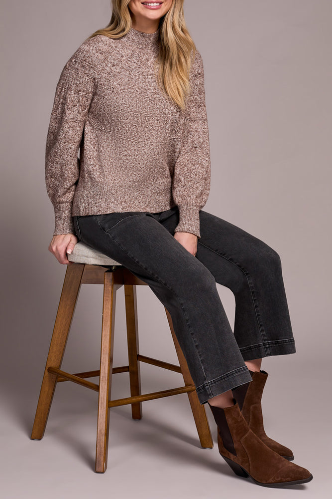 Tribal Fall 2025-2252O-8199-Long Sleeve Mock Neck Sweater-Wood - The Coach Pyramids