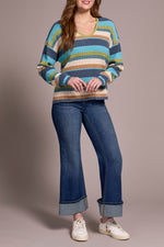 Tribal Fall 2025-2254O-576-Long Sleeve U Neck Sweater-Wasabi - The Coach Pyramids