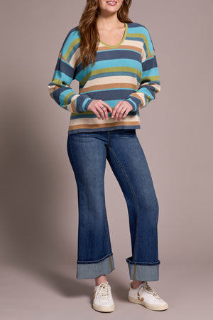 Tribal Fall 2025-2254O-576-Long Sleeve U Neck Sweater-Wasabi - The Coach Pyramids