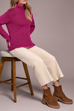Tribal Fall 2025-2255O-576-Long Sleeve Funnel Neck Sweater-Pink Flambe - The Coach Pyramids
