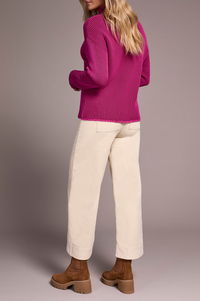 Tribal Fall 2025-2255O-576-Long Sleeve Funnel Neck Sweater-Pink Flambe - The Coach Pyramids