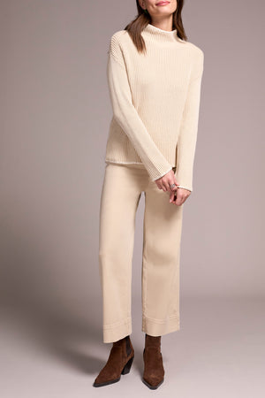 Tribal Fall 2025-2255O-576-Long Sleeve Funnel Neck Sweater-Moonstone - The Coach Pyramids