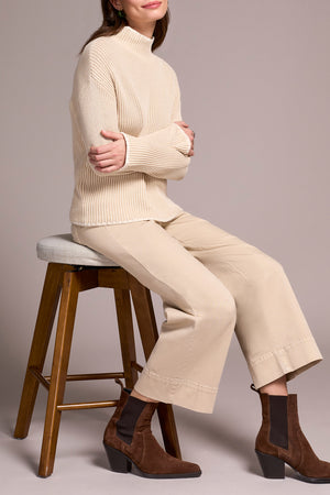 Tribal Fall 2025-2255O-576-Long Sleeve Funnel Neck Sweater-Moonstone - The Coach Pyramids