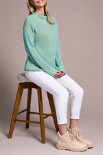 Tribal Fall 2025-2255O-576-Long Sleeve Funnel Neck Sweater-Mist Blue - The Coach Pyramids