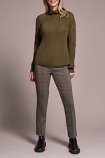 Tribal Fall 2025-2256O-576-Long Sleeve Cable Mock Neck Sweater-Ivy - The Coach Pyramids