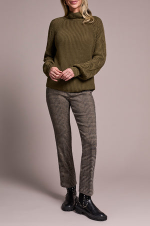Tribal Fall 2025-2256O-576-Long Sleeve Cable Mock Neck Sweater-Ivy - The Coach Pyramids