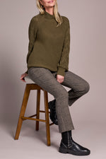 Tribal Fall 2025-2256O-576-Long Sleeve Cable Mock Neck Sweater-Ivy - The Coach Pyramids