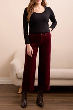 Tribal Fall 2025-2262O-3779-High Rise Fly Front 5 Pocket Ankle Pant-Wine