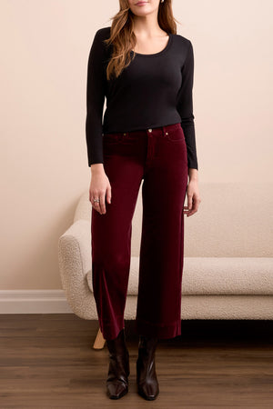 Tribal Fall 2025-2262O-3779-High Rise Fly Front 5 Pocket Ankle Pant-Wine - The Coach Pyramids