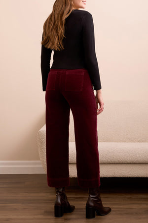 Tribal Fall 2025-2262O-3779-High Rise Fly Front 5 Pocket Ankle Pant-Wine - The Coach Pyramids