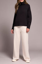 Tribal Fall 2025-2275O-3390-Long Sleeve Funnel Neck Top-Black - The Coach Pyramids
