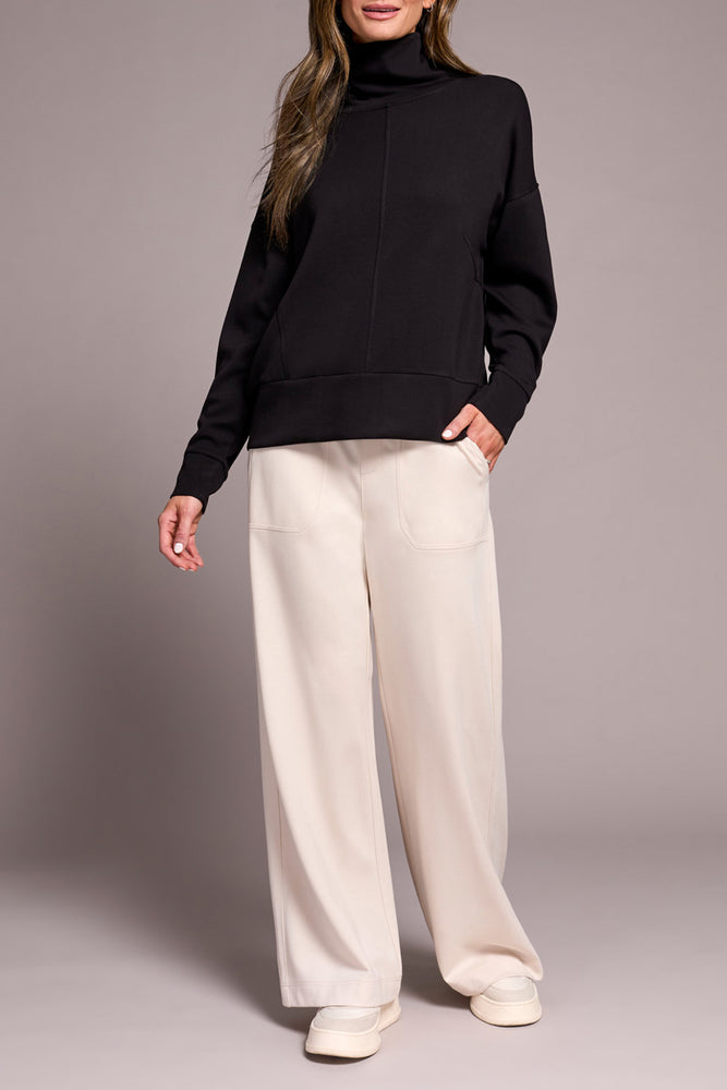 Tribal Fall 2025-2275O-3390-Long Sleeve Funnel Neck Top-Black - The Coach Pyramids