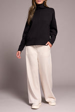 Tribal Fall 2025-2275O-3390-Long Sleeve Funnel Neck Top-Black - The Coach Pyramids
