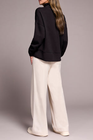 Tribal Fall 2025-2275O-3390-Long Sleeve Funnel Neck Top-Black - The Coach Pyramids