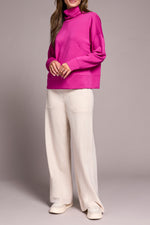 Tribal Fall 2025-2275O-3390-Long Sleeve Funnel Neck Top-Pink Flambe - The Coach Pyramids