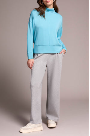 Tribal Fall 2025-2275O-3390-Long Sleeve Funnel Neck Top-Mist Blue - The Coach Pyramids