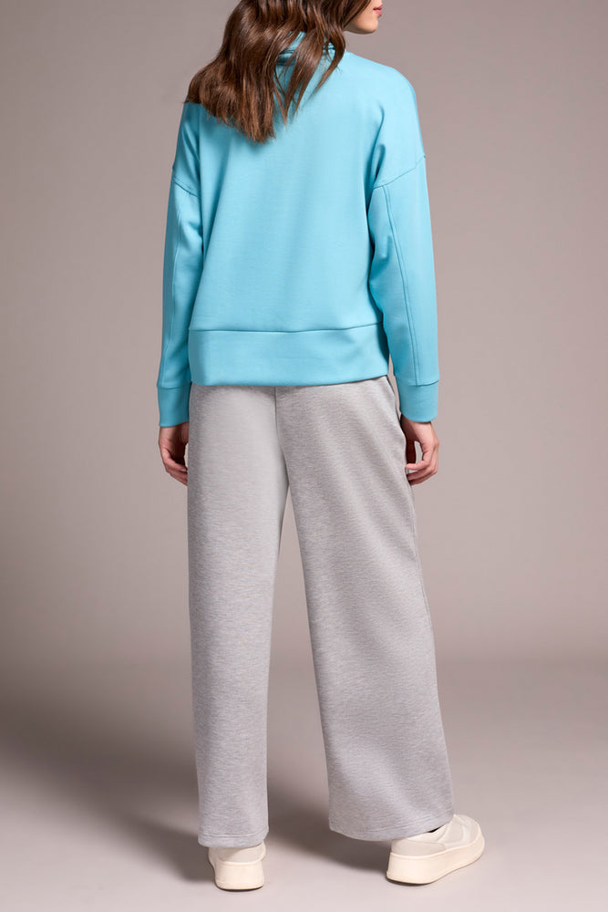 Tribal Fall 2025-2275O-3390-Long Sleeve Funnel Neck Top-Mist Blue - The Coach Pyramids