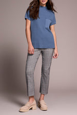 Tribal Fall 2025-2277O-8286-S/S Dolman Sweater W/Pocket-Slate Blue - The Coach Pyramids