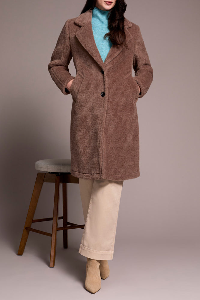 Tribal Fall 2025-2285O-8303-Long Sleeve Button Front Coat W/Lining -Fossil - The Coach Pyramids