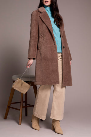 Tribal Fall 2025-2285O-8303-Long Sleeve Button Front Coat W/Lining -Fossil - The Coach Pyramids