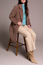 Tribal Fall 2025-2285O-8303-Long Sleeve Button Front Coat W/Lining -Fossil - The Coach Pyramids