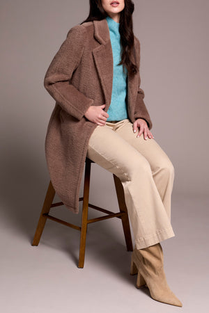 Tribal Fall 2025-2285O-8303-Long Sleeve Button Front Coat W/Lining -Fossil - The Coach Pyramids