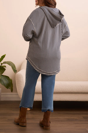 Tribal Fall 2025-2286O-8284-Long Sleeve Hooded Top W/Curved Hem-Cream - The Coach Pyramids