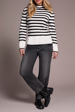 Tribal Fall 2025-2289O-835-Long Sleeve Funnel Neck Sweater-Cream - The Coach Pyramids