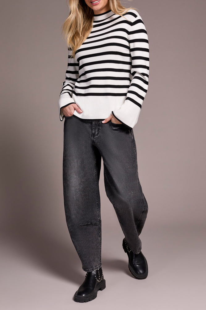 Tribal Fall 2025-2289O-835-Long Sleeve Funnel Neck Sweater-Cream - The Coach Pyramids