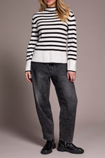 Tribal Fall 2025-2289O-835-Long Sleeve Funnel Neck Sweater-Cream - The Coach Pyramids