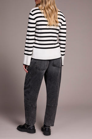 Tribal Fall 2025-2289O-835-Long Sleeve Funnel Neck Sweater-Cream - The Coach Pyramids