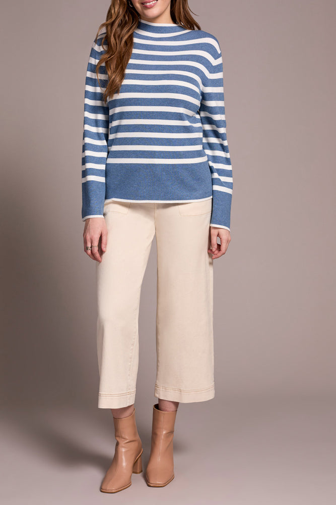Tribal Fall 2025-2289O-835-Long Sleeve Funnel Neck Sweater-H Slate - The Coach Pyramids