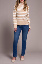 Tribal Fall 2025-2289O-835-Long Sleeve Funnel Neck Sweater-H Latte - The Coach Pyramids