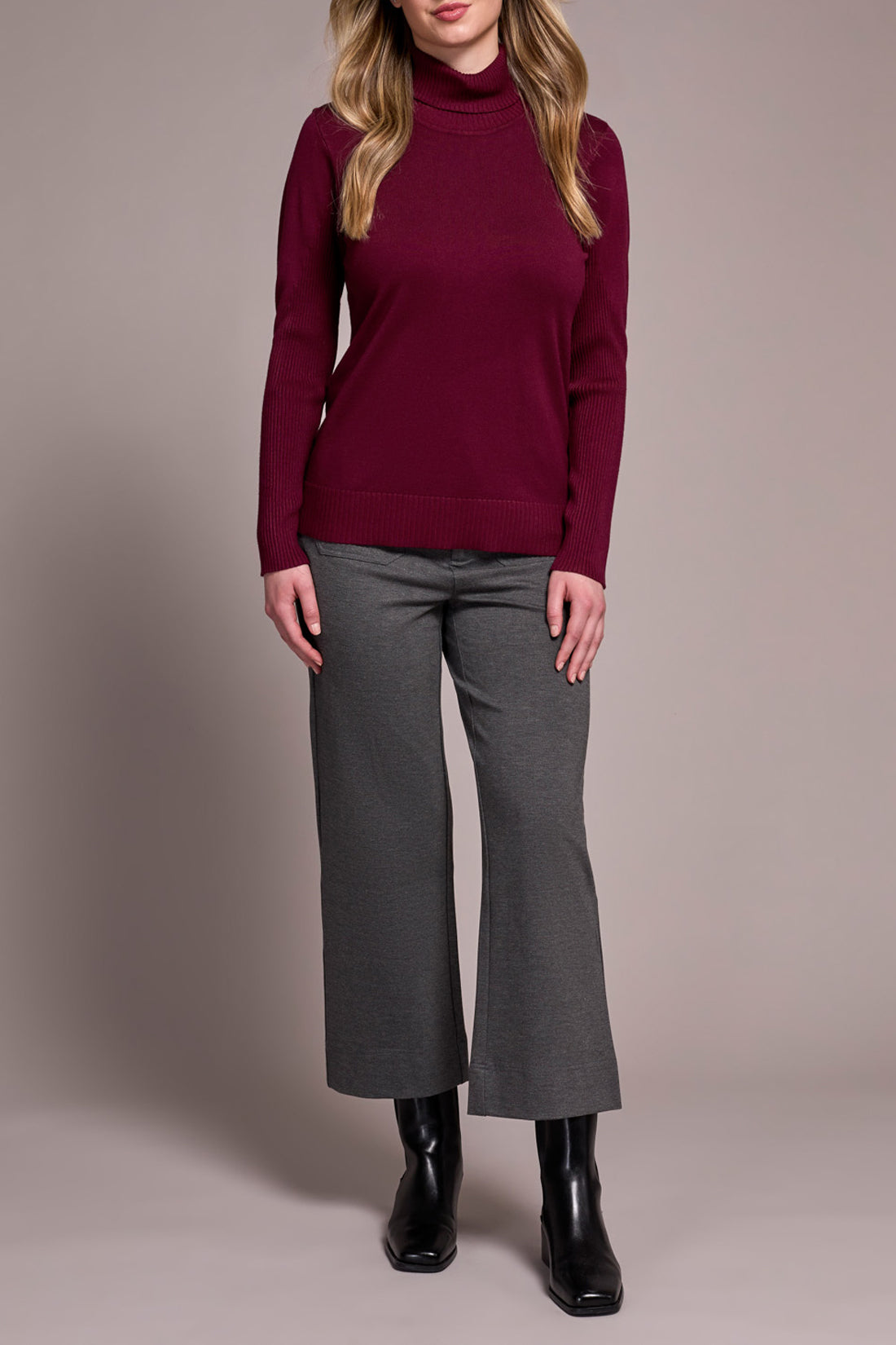 Tribal Fall 2025-2292O-835-Long Sleeve Turtle Neck Sweater-Wine - The Coach Pyramids