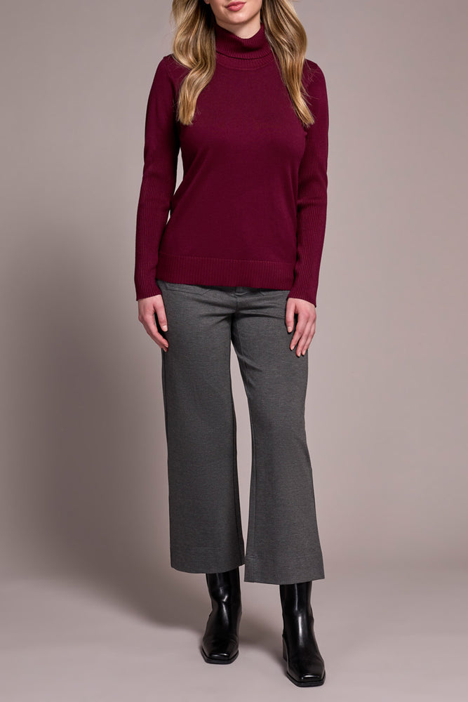 Tribal Fall 2025-2292O-835-Long Sleeve Turtle Neck Sweater-Wine - The Coach Pyramids