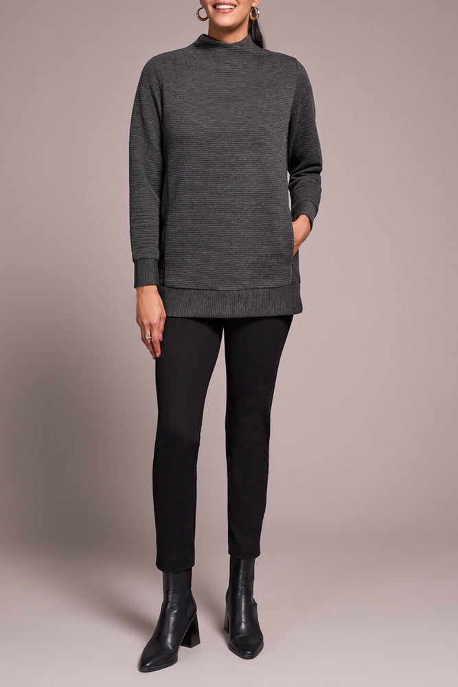 Tribal Fall 2025-2293O-8306-Long Sleeve Tunic W/Invisible Pockets-Wine - The Coach Pyramids