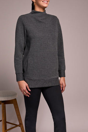 Tribal Fall 2025-2293O-8306-Long Sleeve Tunic W/Invisible Pockets-Wine - The Coach Pyramids