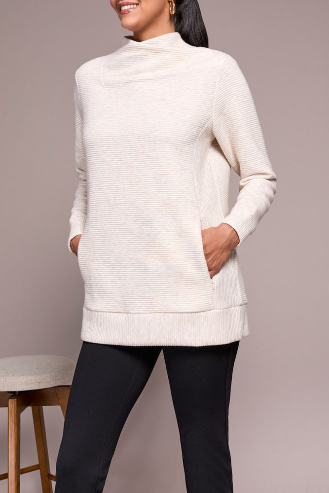 Tribal Fall 2025-2293O-8306-Long Sleeve Tunic W/Invisible Pockets-Sand Stone - The Coach Pyramids