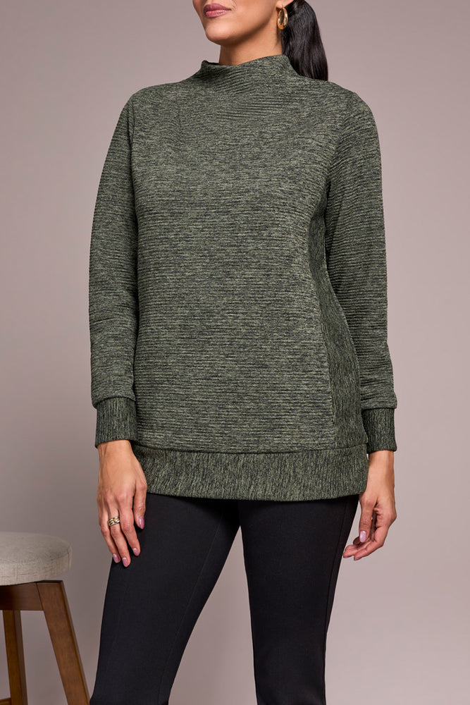 Tribal Fall 2025-2293O-8306-Long Sleeve Tunic W/Invisible Pockets-Chive - The Coach Pyramids