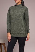 Tribal Fall 2025-2293O-8306-Long Sleeve Tunic W/Invisible Pockets-Chive - The Coach Pyramids