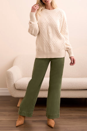 Tribal Fall 2025-2299O-576-Long Sleeve Crew Neck Sweater-Moonstone - The Coach Pyramids
