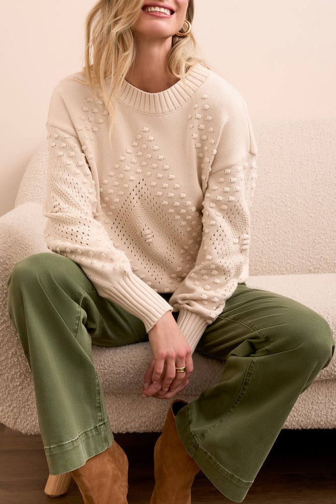 Tribal Fall 2025-2299O-576-Long Sleeve Crew Neck Sweater-Moonstone - The Coach Pyramids