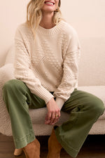 Tribal Fall 2025-2299O-576-Long Sleeve Crew Neck Sweater-Moonstone - The Coach Pyramids