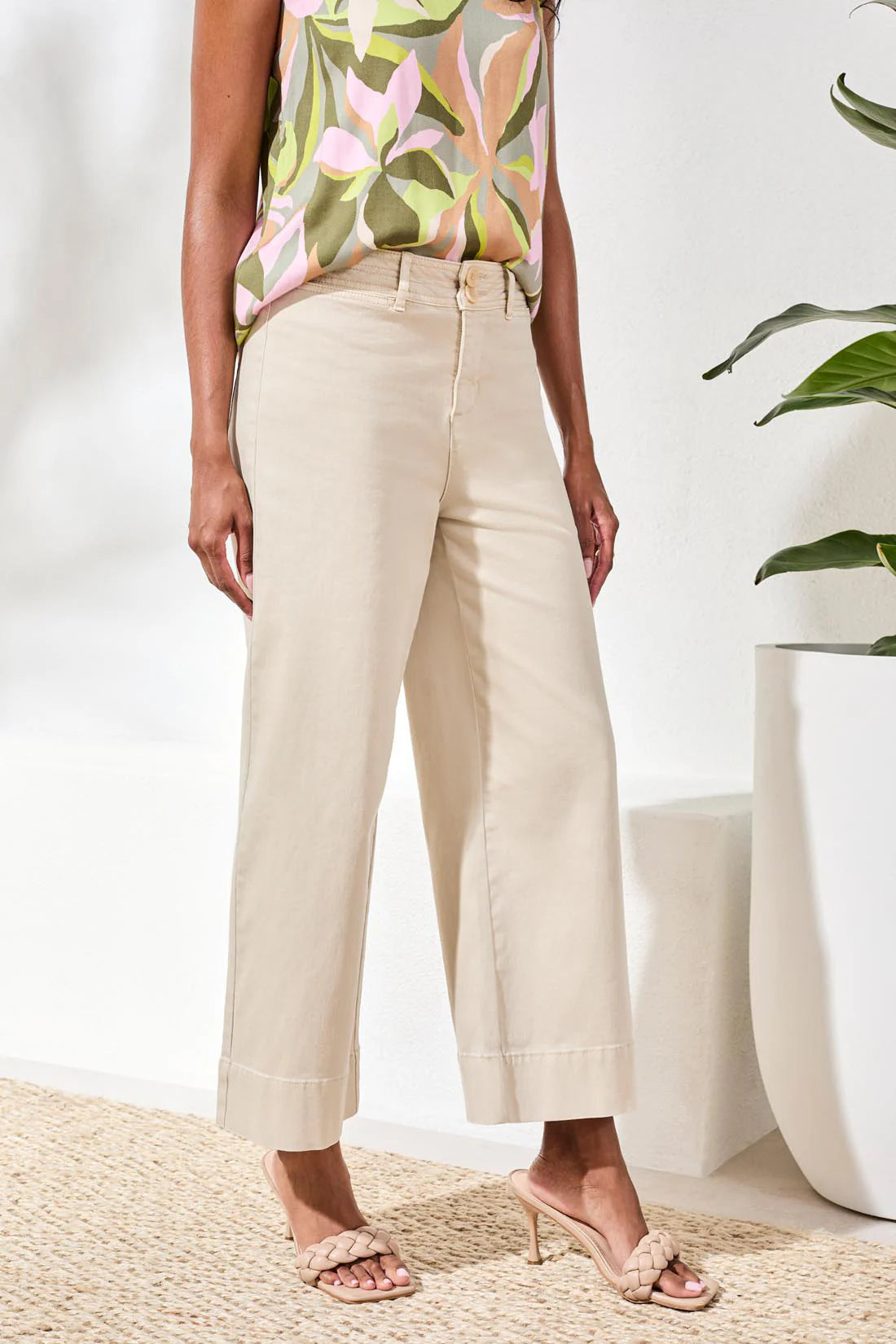 Tribal Stretch High Rise Palazzo-2304O-1821-Canvas - The Coach Pyramids