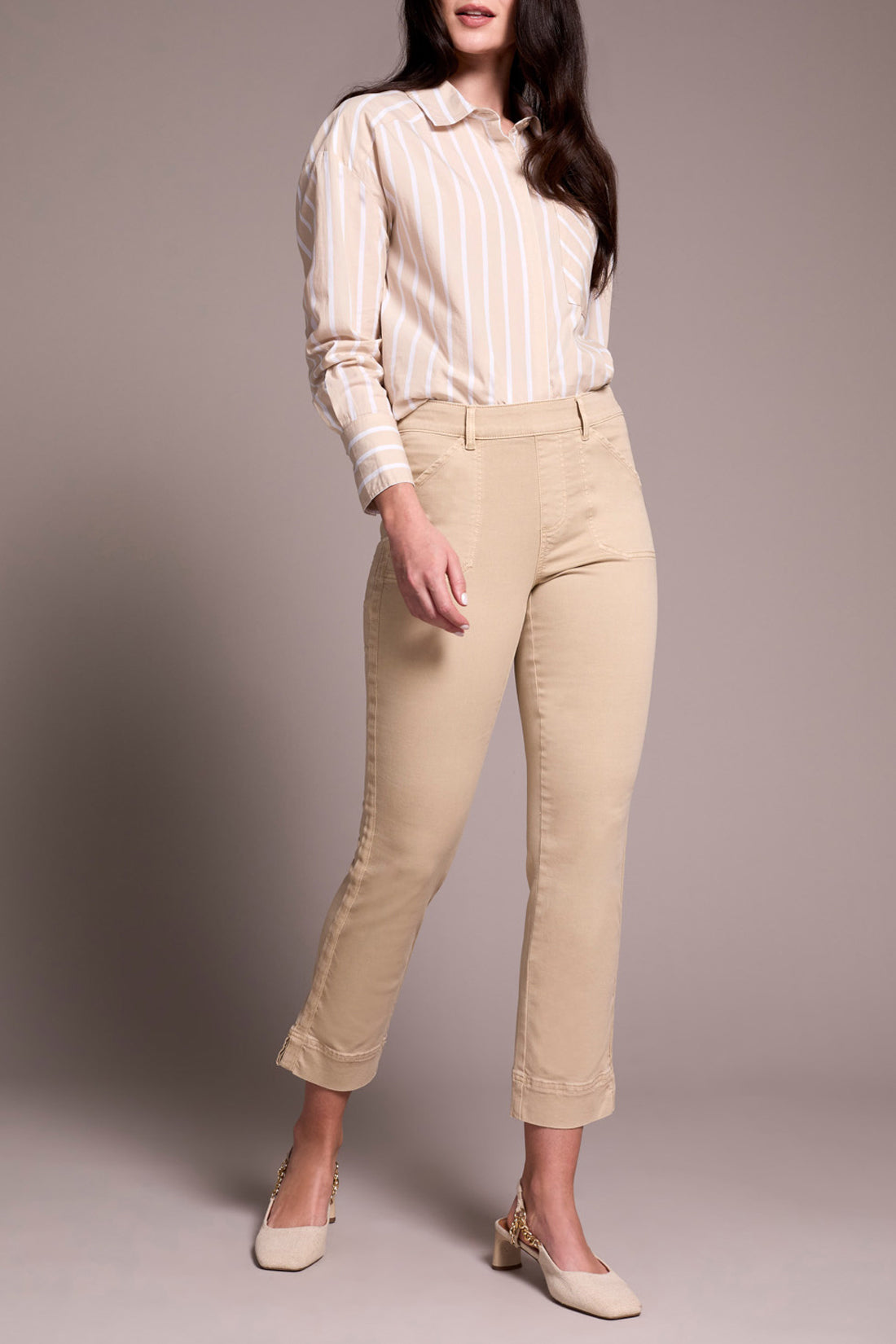 Tribal Fall 2025-2305O-2020W-Pull On Ankle Pant W/Side Leg Tape-Sand Stone - The Coach Pyramids