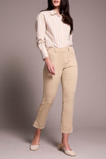 Tribal Fall 2025-2305O-2020W-Pull On Ankle Pant W/Side Leg Tape-Sand Stone