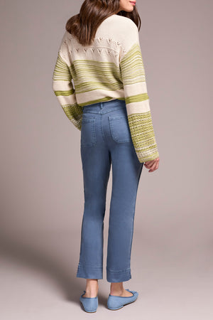 Tribal Fall 2025-2305O-2020W-Pull On Ankle Pant W/Side Leg Tape-Slate Blue - The Coach Pyramids