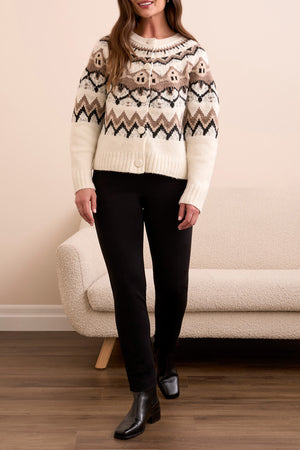 Tribal Fall 2025-2312O-3814-Long Sleeve Button Front Sweater Cardigan-Moon Stone - The Coach Pyramids